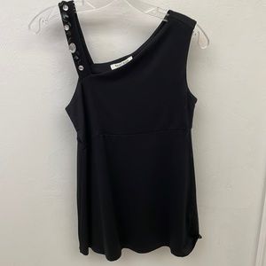 WHBM Black Asymmetrical Beaded Top XS